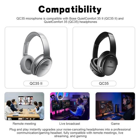 Zosvoses QC35 Boom Microphone Compatible with Bose QC35 & QC35 II Headphones, Boom Gaming Microphone Cable with Mute Switch for Gaming/Zoom/Streaming in Saudi Arabia