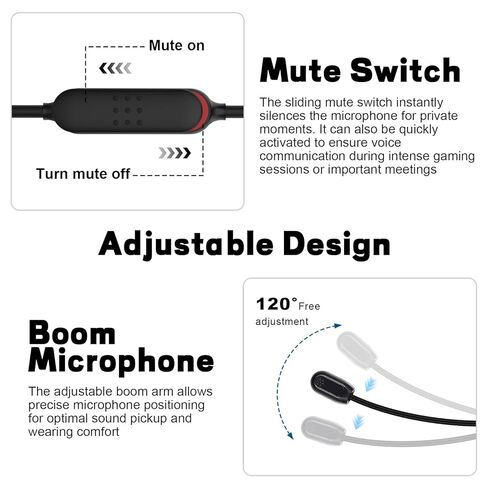 Zosvoses QC35 Boom Microphone Compatible with Bose QC35 & QC35 II Headphones, Boom Gaming Microphone Cable with Mute Switch for Gaming/Zoom/Streaming in Saudi Arabia