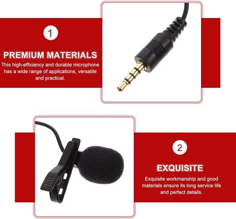 2pcs Clip-on Lapel Microphone with Noise Cancelling Denoise Amplifier, Portable Hand-Free Mic for Phone, Laptop, and Computer Recording, Black in Saudi Arabia