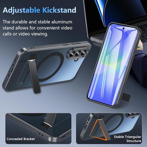 for Galaxy A36/A56 Phone Case, Magnetic Case with Stand & Screen Protector, Military-Grade Protection Shockproof Matte Kickstand Phone Case Cover for Samsung Galaxy A36/A56 5G, Black in Saudi Arabia