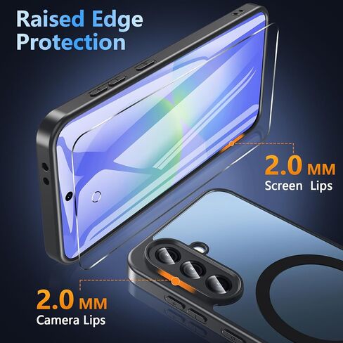 for Galaxy A36/A56 Phone Case, Magnetic Case with Stand & Screen Protector, Military-Grade Protection Shockproof Matte Kickstand Phone Case Cover for Samsung Galaxy A36/A56 5G, Black in Saudi Arabia