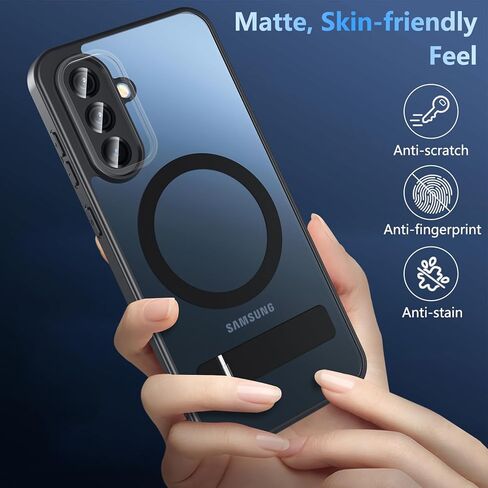for Galaxy A36/A56 Phone Case, Magnetic Case with Stand & Screen Protector, Military-Grade Protection Shockproof Matte Kickstand Phone Case Cover for Samsung Galaxy A36/A56 5G, Black in Saudi Arabia