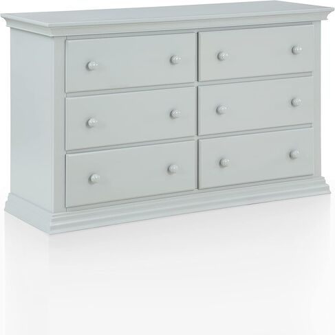 Suite Bebe Bailey Universal 6 Drawer Double Dresser in Gray - Full Assembled, Included Anti-Tip Kit, Six Spacious Drawers, Dresser for Nursery, Bedroom, Wooden Nursery Furniture in Saudi Arabia