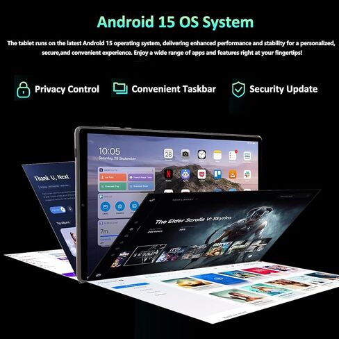 تابلت، تابلت 11 بوصة، تابلت Android 15 مع قلم لوحة مفاتيح وماوس، T615 ثماني النواة، ذاكرة وصول عشوائي 36 جيجابايت + ذاكرة وصول عشوائي 256 جيجابايت، Gemini AI، 8000 مللي أمبير، Widevine L1، 5G WiFi، كاميرا 16 ميجابكسل، GPS، OTG، تابلت للألعاب - أسود in Kuwait