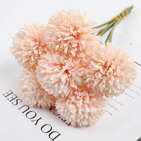 A Bundle of 6 Simulated Silk Chrysanthemum Balls - Party, Home and Office Decoration - Four Seasons Desktop Decorations in Saudi Arabia