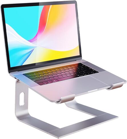 حامل كمبيوتر محمول للمكتب، حامل كمبيوتر محمول مريح مع MacBook Air/Pro، حامل كمبيوتر محمول متوافق مع أجهزة الكمبيوتر المحمولة Dell وHP وSamsung وLenovo وMicrosoft حتى 16 بوصة، فضي in Kuwait