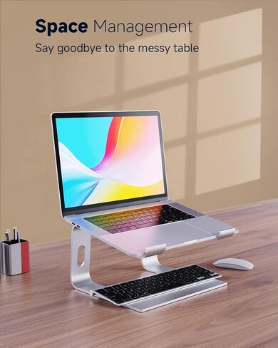 حامل كمبيوتر محمول للمكتب، حامل كمبيوتر محمول مريح مع MacBook Air/Pro، حامل كمبيوتر محمول متوافق مع أجهزة الكمبيوتر المحمولة Dell وHP وSamsung وLenovo وMicrosoft حتى 16 بوصة، فضي in Kuwait