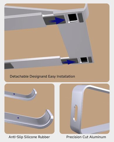 حامل كمبيوتر محمول للمكتب، حامل كمبيوتر محمول مريح مع MacBook Air/Pro، حامل كمبيوتر محمول متوافق مع أجهزة الكمبيوتر المحمولة Dell وHP وSamsung وLenovo وMicrosoft حتى 16 بوصة، فضي in Kuwait
