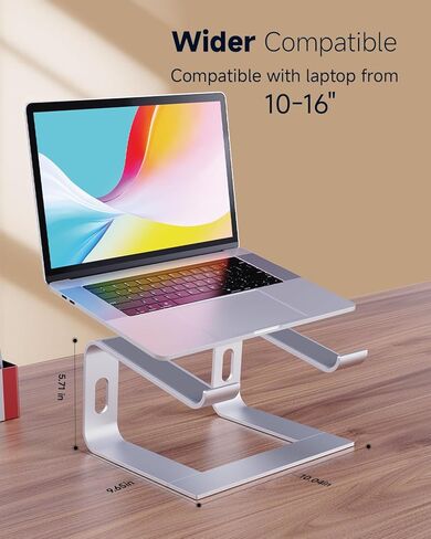 حامل كمبيوتر محمول للمكتب، حامل كمبيوتر محمول مريح مع MacBook Air/Pro، حامل كمبيوتر محمول متوافق مع أجهزة الكمبيوتر المحمولة Dell وHP وSamsung وLenovo وMicrosoft حتى 16 بوصة، فضي in Kuwait