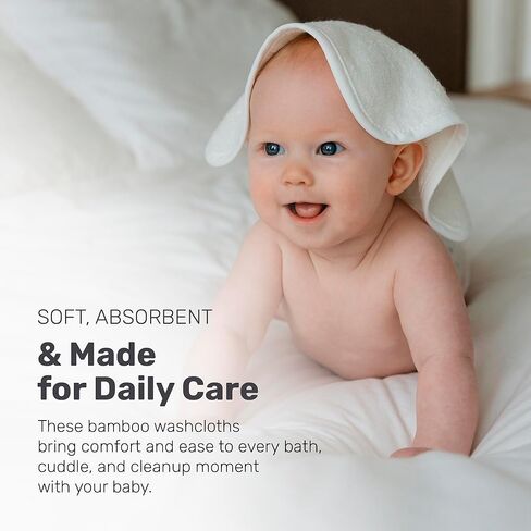 Bamboo Baby Washcloths for Newborn, Ultra-Soft & Absorbent for Gentle Bath Time Care, Durable Baby Bamboo Washcloths Made from Premium Viscose in Saudi Arabia