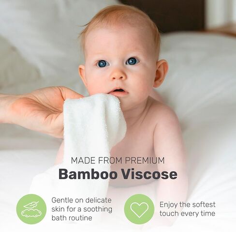 Bamboo Baby Washcloths for Newborn, Ultra-Soft & Absorbent for Gentle Bath Time Care, Durable Baby Bamboo Washcloths Made from Premium Viscose in Saudi Arabia