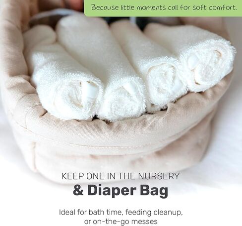 Bamboo Baby Washcloths for Newborn, Ultra-Soft & Absorbent for Gentle Bath Time Care, Durable Baby Bamboo Washcloths Made from Premium Viscose in Saudi Arabia