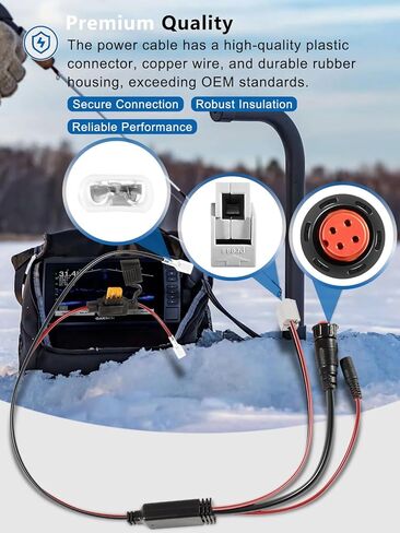 Replacement for 010-12676-35 Power Cable with Charge Port Plug and 5A Fuse Holder Compatible with ECHOMAP, Large Portable, Panoptix Series Ice Fishing Bundle and kit in Saudi Arabia