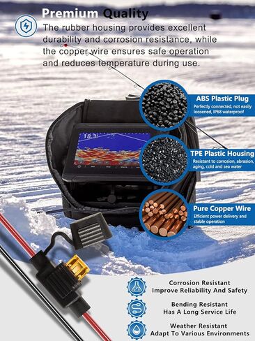 Replacement for 010-12676-35 Power Cable with Charge Port Plug and 5A Fuse Holder Compatible with ECHOMAP, Large Portable, Panoptix Series Ice Fishing Bundle and kit in Saudi Arabia