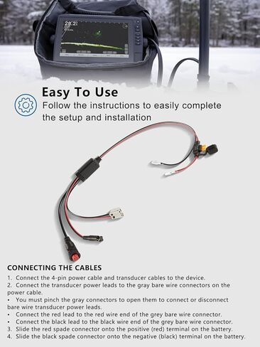 Replacement for 010-12676-35 Power Cable with Charge Port Plug and 5A Fuse Holder Compatible with ECHOMAP, Large Portable, Panoptix Series Ice Fishing Bundle and kit in Saudi Arabia