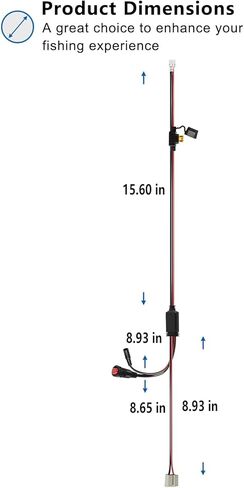 Replacement for 010-12676-35 Power Cable with Charge Port Plug and 5A Fuse Holder Compatible with ECHOMAP, Large Portable, Panoptix Series Ice Fishing Bundle and kit in Saudi Arabia