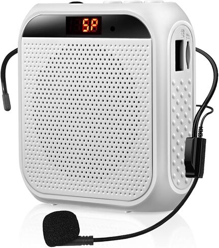 Portable Voice Amplifier for Teachers, 2200mAh Rechargeable Personal Amplifier Mic PA System Headset Microphone with Speaker for Teachers, Training, Meeting, Tour Guide, Yoga, Classroom (Black) in Kuwait