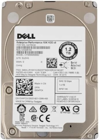 محرك الأقراص الصلبة Dell WXPCX 1.2TB 10K 12GB/s SAS 2.5 بوصة لـ R630 R730 R730XD [بدون علبة/صينية] (متجدد) in Kuwait