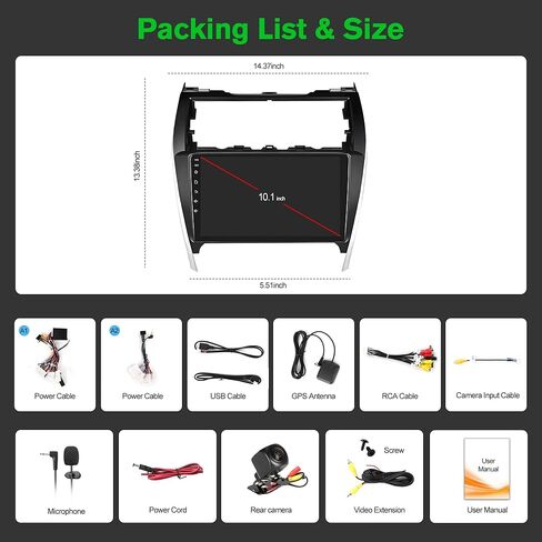 [4+64G] Android 13 Car Stereo with Wireless Apple Carplay & Android Auto for Toyota Camry 2012-2014 10.1" Touchscreen Radio Upgrade with AHD Camera,GPS Navigation,SWC,WiFi,FM,Bluetooth in Kuwait