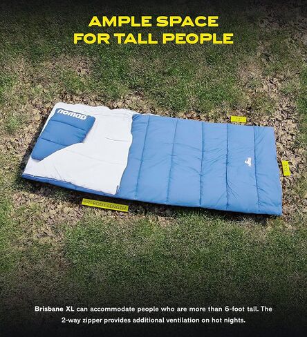 NOMAD Brisbane XL Sleeping Bag with 100% Cotton Lining, Water-Resistant Shell, Full Length Zipper, and Storage Bag for Tall Campers, Backpackers, and Travelers (Tall Size, Dark Denim) in Saudi Arabia