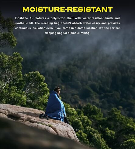 NOMAD Brisbane XL Sleeping Bag with 100% Cotton Lining, Water-Resistant Shell, Full Length Zipper, and Storage Bag for Tall Campers, Backpackers, and Travelers (Tall Size, Dark Denim) in Saudi Arabia