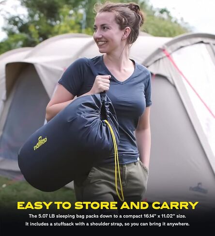 NOMAD Brisbane XL Sleeping Bag with 100% Cotton Lining, Water-Resistant Shell, Full Length Zipper, and Storage Bag for Tall Campers, Backpackers, and Travelers (Tall Size, Dark Denim) in Saudi Arabia