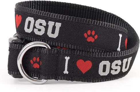 طوق The License House Ohio State Buckeyes للكلاب الرياضية بطبعة مخالب قابلة للتعديل ومريح من النايلون للحيوانات الأليفة مع إبزيم قوي سريع التحرير يناسب الكلاب متوسطة الحجم باللون الأحمر in Kuwait
