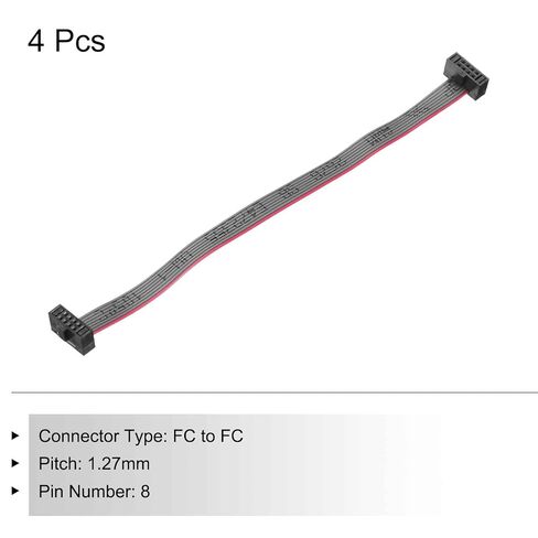 MECCANIXITY IDC 8Pin كابل الشريط المسطح، 1.27 مم الملعب FC إلى FC موصل 10 سم طول سلك الطائر الرمادي للكمبيوتر شاشة LED DVD، 4 قطع in Saudi Arabia