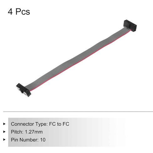 MECCANIXITY IDC 10Pin Flat Ribbon Cable, 1.27mm Pitch FC to FC Connector 10cm Length Grey Jumper Wire for Computer LED Display DVD, 4Pcs in Saudi Arabia