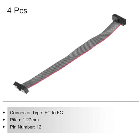 MECCANIXITY IDC 12Pin كابل الشريط المسطح، 1.27 مم الملعب FC إلى FC موصل 10 سم طول سلك الطائر الرمادي للكمبيوتر شاشة LED DVD، 4 قطع in Saudi Arabia