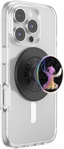 قبضة هاتف PopSockets لـ MagSafe مع مسند، حامل مغناطيسي، جزء علوي قابل للتبديل، تثبيت آمن لحافظات iPhone MagSafe، قبضة الهاتف والكمبيوتر اللوحي، Disney Slick - غرزة ملساء بزيت المينا in Saudi Arabia