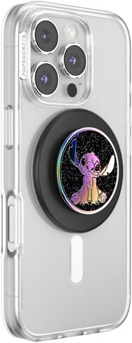 قبضة هاتف PopSockets لـ MagSafe مع مسند، حامل مغناطيسي، جزء علوي قابل للتبديل، تثبيت آمن لحافظات iPhone MagSafe، قبضة الهاتف والكمبيوتر اللوحي، Disney Slick - غرزة ملساء بزيت المينا in Saudi Arabia