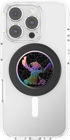 قبضة هاتف PopSockets لـ MagSafe مع مسند، حامل مغناطيسي، جزء علوي قابل للتبديل، تثبيت آمن لحافظات iPhone MagSafe، قبضة الهاتف والكمبيوتر اللوحي، Disney Slick - غرزة ملساء بزيت المينا in Saudi Arabia