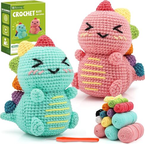 Faircosy Crochet Animals Kit for Beginners: Learn to Crochet Cats with Yarn, Hooks & Video Tutorials - DIY Amigurumi Starter Box - Perfect Christmas Holiday Gift for Teens & Adults in Saudi Arabia