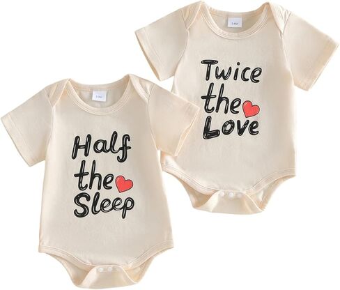 نصف النوم مرتين الحب الوليد بيبي بوي فتاة التوائم مطابقة وتتسابق قصيرة الأكمام رومبير الصيف ارتداءها قميص in Kuwait