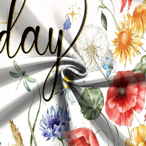 7x5FT Wildflower Happy Birthday Backdrop Spring Watercolor Wild Flower Floral Background for Women Girls Wildflower Themed 1st Birthday Party Decor Vinyl in Kuwait