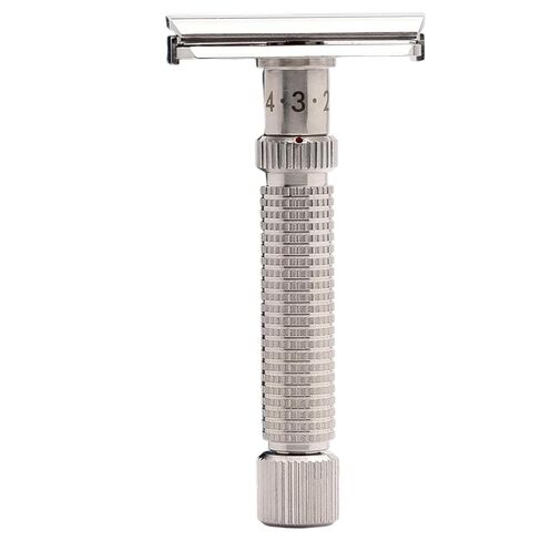 Rex Supply Company, Ambassador Adjustable 100% Stainless Steel Double Edge Safety Razor - Made in the USA in Saudi Arabia