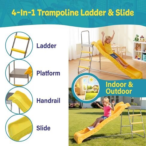 Machrus Upper Bounce Trampoline Step N Slide | Fun Indoor & Outdoor Ladder and Wave Slide Set – Perfect for Round or Rectangle Trampolines with or Without Net in Saudi Arabia