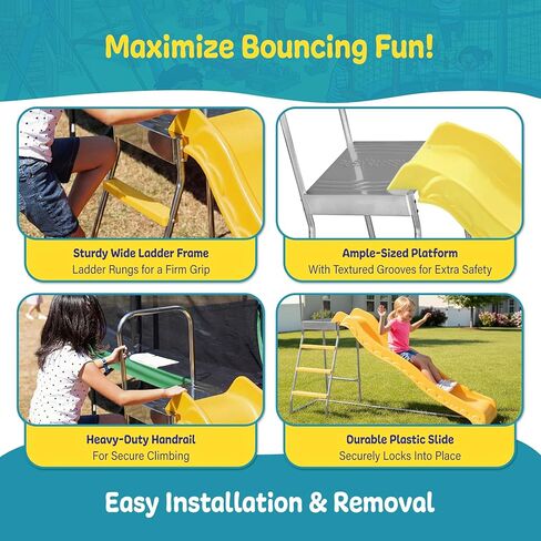 Machrus Upper Bounce Trampoline Step N Slide | Fun Indoor & Outdoor Ladder and Wave Slide Set – Perfect for Round or Rectangle Trampolines with or Without Net in Saudi Arabia