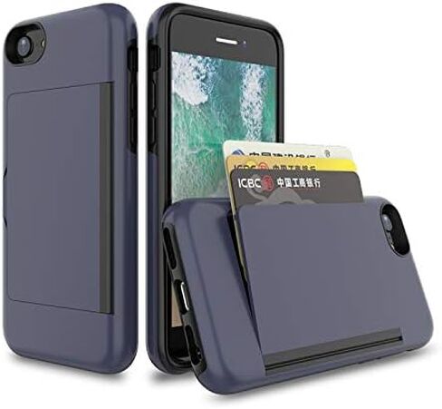 محفظة آيفون SE 2 2020 Edition/SE 3 2022 - حافظة حماية أنيقة مع حامل بطاقات (تحمل 5 بطاقات) - رمادي in Kuwait