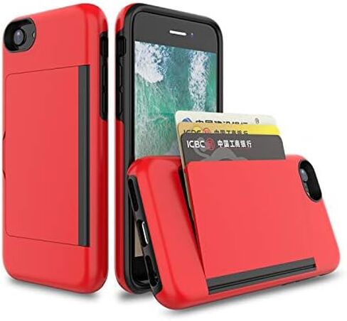 محفظة آيفون SE 2 2020 Edition/SE 3 2022 - حافظة حماية أنيقة مع حامل بطاقات (تحمل 5 بطاقات) - رمادي in Kuwait