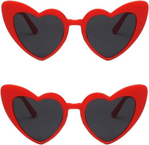 ALVOGIMOR 2 Pack Heart Shape Sunglasses,Colorful Trendy Sunglasses Vintage Cat Eye Glasses for Party Favor or Daily Use(White) in Saudi Arabia