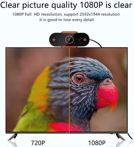 كاميرا كمبيوتر 480/720/1080P/2k كاميرا ويب HD USB2.0 التركيز التلقائي مكالمة فيديو مع ميكروفون للبث المباشر لمكالمات الفيديو (اللون: 1080P) in Saudi Arabia