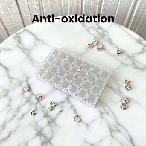 Bead Organizer Box with 28 Grids, Clear Jewelry Storage Containers - Transparent Earring & Ring Display Case, Plastic Craft Storage Container for Bracelet Making, DIY Nail, Jewelry and Earrings in Saudi Arabia