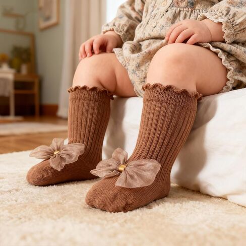 Baby Girl Socks Toddler Cute Bow Non-Slip Grip Socks Newborn Babies Infant Toddler Cotton Sock with Grips in Saudi Arabia