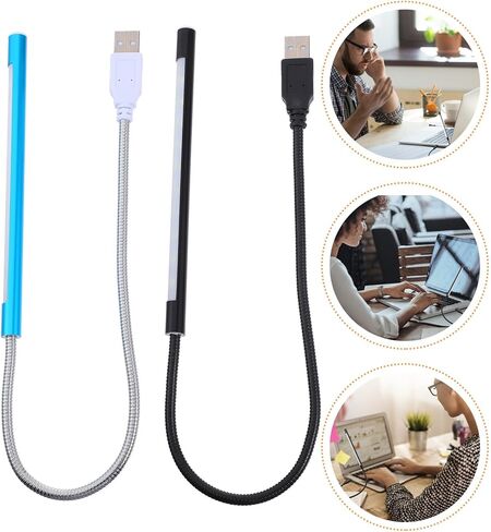 2PCS USB LED أضواء القراءة السرير مع معقوفة مرنة تعمل باللمس عكس الضوء مصابيح التبديل للعمل الكمبيوتر والتخييم واستخدام السرير مصابيح ليلية صغيرة محمولة باللون الأزرق والأسود in Kuwait