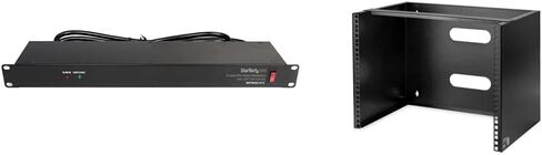 StarTech.com 1x 8U دعامة تثبيت على الحائط لمعدات التثبيت على الرف (WALLMOUNT8) حزمة مع 1x 1U Rackmount PDU شريط الطاقة مع 8 منافذ (RKPW081915) in Saudi Arabia