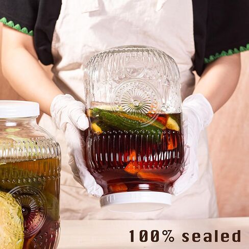 Amzcku 1 Gallon Glass Beverage Dispenser, 18/8 Stainless Steel Spigot and Lid With Ventilation Holes- Glass Drink Dispensers for Parties - Mason Jar Drink Dispensers with Lids in Saudi Arabia