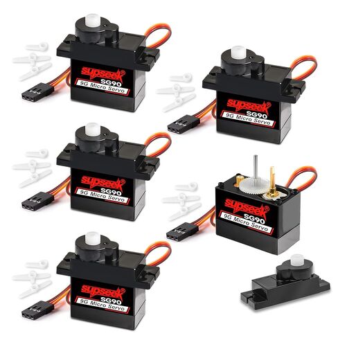 SG90 9g Micro Servo Motor, Metal Motor Gear & Shaft, 1.9kg·cm 0.08s/60° Mini Servos for Arduino, RC Airplane, Robot Arm, Car, Boat DIY Projects (4 Pcs) in Saudi Arabia