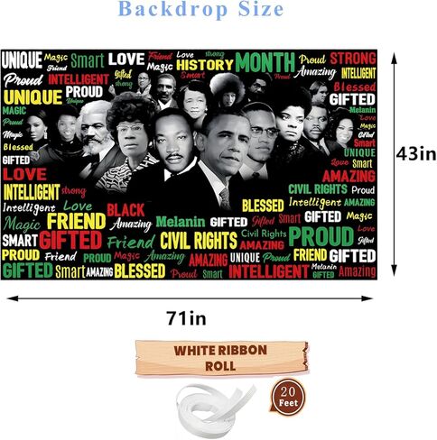 Black History Month Backdrop, Black History Month Decorations, 71x43 Inch in Saudi Arabia